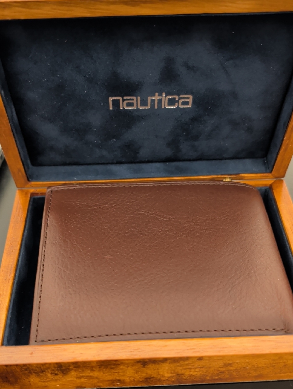 Nautica Dark Brown Leather Bifold Wallet